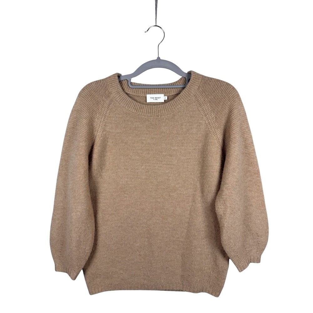 THE RESET R LABEL 80% Wool 20% Cashmere Crew Neck Tan Sweater Women's Sz XS